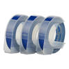 Dymo S0847740 Embossing 9mm White On Blue Original Label Tape Roll 3 Pack
