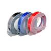 Dymo S0847750 Embossing 9mm White On Red, Blue, Black Label Tape Roll 3 Pack