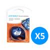 Original Dymo 91201 LetraTag 12mm White Plastic Labelling Tape - Pack of 5 (S072
