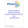 Phoenix A4 Double Sided Matt 160gsm Inkjet Photo Paper