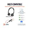 Poly Blackwire 3325 Stereo USB-C Headset with 3.5mm Plug and USB-C/A Adapter (8X