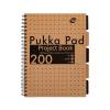 Pukka Pad A4 200 Page Project Book Kraft Pack of 3 (9566-KRA)