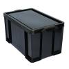 Really Useful 84 Litre Recycled Plastic Storage Box with Lid - Black