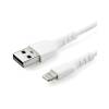 StarTech 1m (3.3ft) Durable White USB-A to Lightning Cable (RUSBLTMM1M)