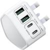 Suiwel Down Facing 4 Port Fast Charger. 2x USB A & 2x USB C Ports. UK 3 Pin Plug