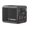 Verbatim GaN Charger 65W 2 Port Retractable Cable Display US Plugs With EU and U