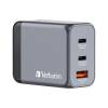 Verbatim GNC-65 GaN Charger 65W with 2 x USB-C PD 65W / 1 x USB-A QC 3.0 EU/UK/U